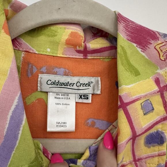 Vtg Coldwater Creek Womens XS 90s Hippie Colorful Country Button Bold Jacket - Picture 2 of 4